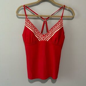 Athleta Red and Cream Underwire Triangle Tankini Top 36 B/C